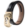 white deer Men's Ratchet Leather Belt Without Holes Automatic Closure