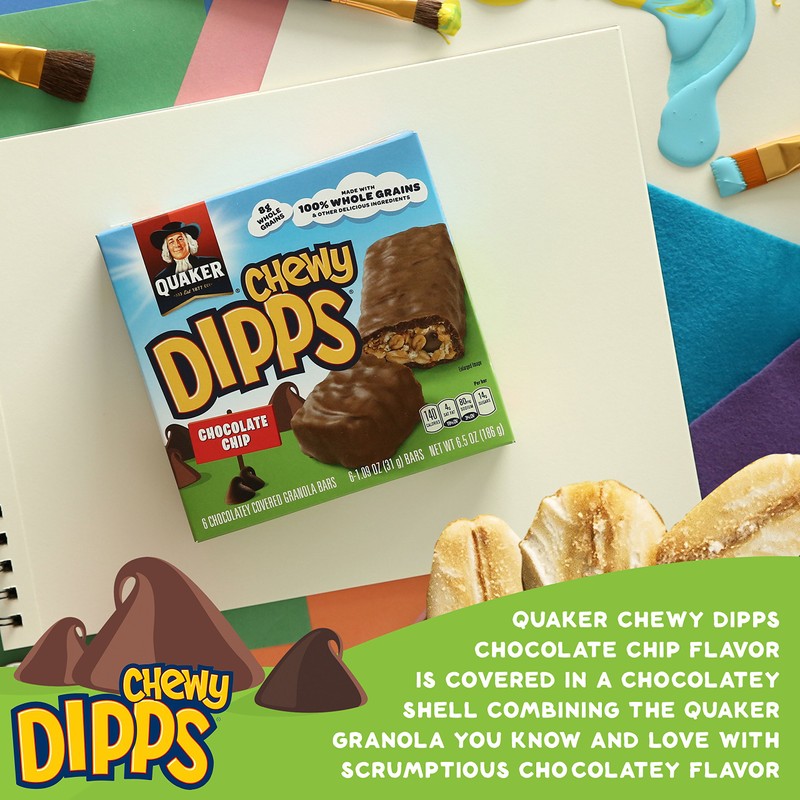 Quaker Chewy Dipps Granola Bars Chocolate Chip, 1.09 oz, 14