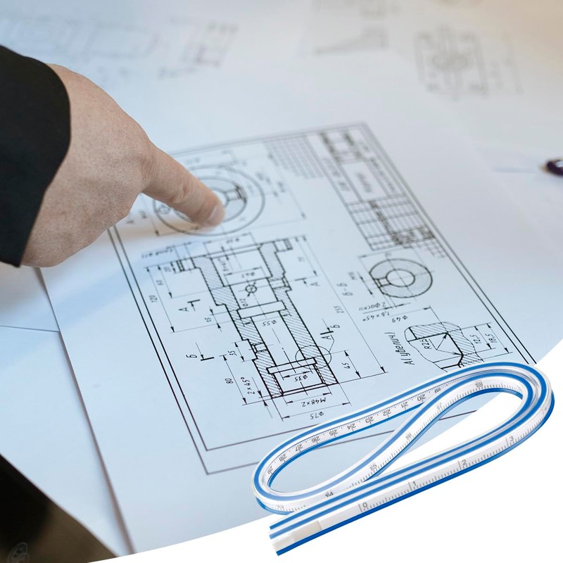 Tabanzhe Flexible Curve Ruler, 60cm Bendy Ruler Vinyl Curve Ruler
