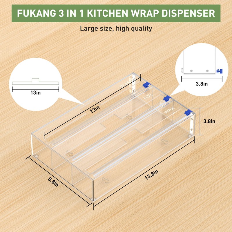 FUKANG Foil and Plastic Wrap Organizer, 3 in 1 Kitchen