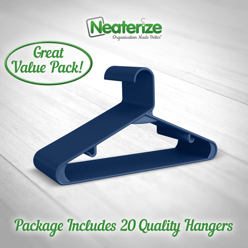 Clothes Hangers Plastic 20 Pack - Navy Plastic Hangers -