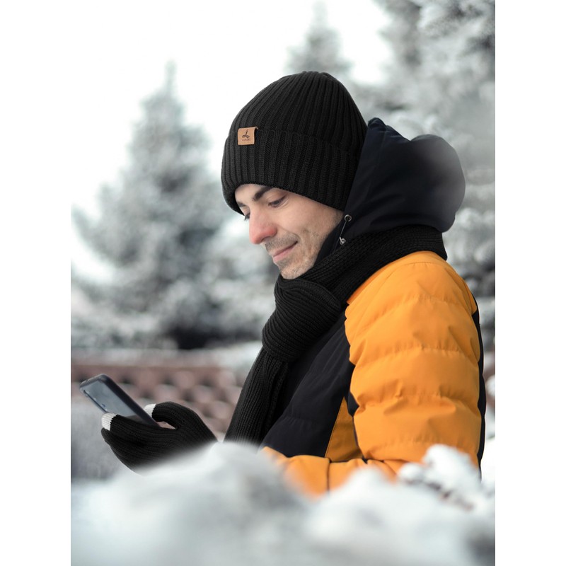 3 PCS Winter Hat Scarf Gloves Set, Soft Warm Knit