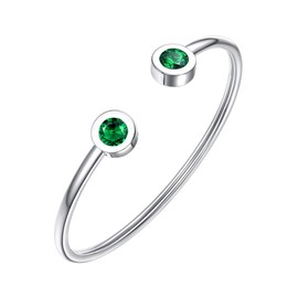 TenrSteel May BirthStone Cuff Bracelet Green Emerald Bangles Bracelets for Women Silver Arm Cuff Upper Arm