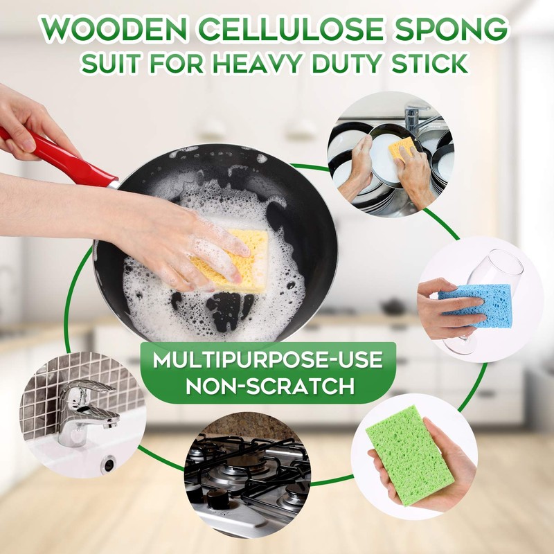 PANYEE Cleaning Scrub Colored Sponge,Non-Scratch Kitchen Cellulose Dishwashing Sponge,16Pack Biodegradable