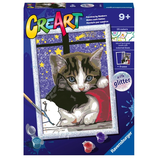 Ravensburger - CreArt D Series: Kittens, Painting by Numbers Kit, Contains a Pre-Printed Board, Brush, Colours and Accessories, Creative Game for Children 7+ Years Old