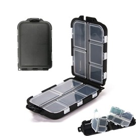 zalati Small Tackle Box 2pcs Portable Case with 10 Compartmentss Storage Box for Fishing Hooks Lure Baits
