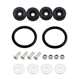 DUSCOKE Car Bumper Trunk Quick Release Kit - Universal Fenders Hatch Lids Car Front Rear Bumper Clips Fasteners Holders with Stainless Steel Screws Kit - 4 Quick Release Tabs with 2 O-Rings (Black)