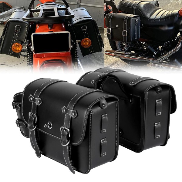 Unbranded Motorcycle Side Saddle Bags Black for Suzuki Boulevard C50B