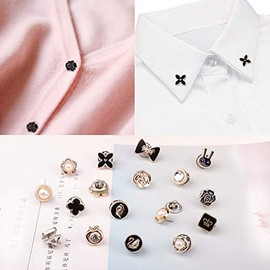 20Pcs Sweater Shawl Clips Rhinestone Crystal Brooch V Neck Lapel Pins, Cardigan Corsage Safety Pin Safety Buckle Buttons Metal Tie Tacks Pin for Clothes Hat Decorate (Pearls Suit)