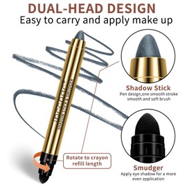 Cream Shimmer Eye Shadow Stick - Dual-Ended Waterproof Shimmer Eyeshadow Stick Highlighting Pigmented Shiny Eyeshadow Pencil for Sensitive Eyes Makeup (2#)