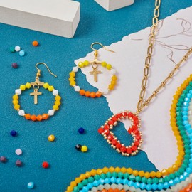 Beadthoven 1920pcs 4mm Crystal Bicone Glass Beads Rinabow Faceted Bicone Spacers for Bracelet Bicone Gem Beads Strands for Jewelry Making Necklace Earrings DIY Accessories