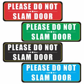 Do Not Slam Door Sign Sticker - (Pack of 12) 6" x 2" Large Laminated Vinyl Decals Warning Labels