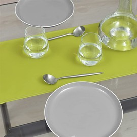Style Decor W2702810 Laminated Table Runner, Waterproof, Nordic Table Center, 51.2 inches (130 cm), Wipable, Solid, Green