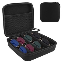 CAIOVSE Sunglasses Case for Multiple Pairs, 4 Slots Travel Sunglasses Organizer for Women, Sunglass Case Hard Shell for Men, Portable Adjustable Eyeglasses Storage Bag with Zipper