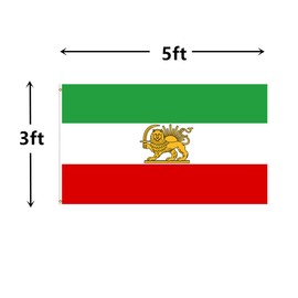 Masquita Old Iran Persia Lion Sun Flag 3x5FT Indoor Outdoor Vivid Color Double-Stitched Edges and Flags with 2 Brass Grommets. (3x5)