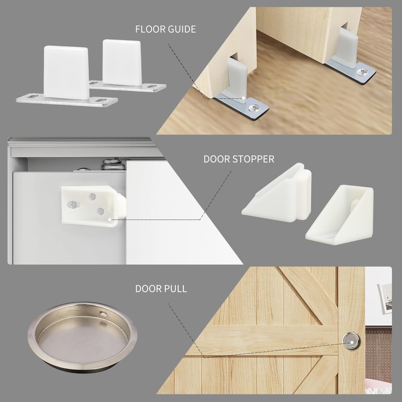 DIYHD 72" Ceiling Mount Bypass Pocket Door Sliding Hardware Kit