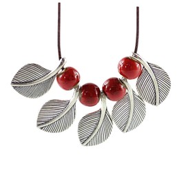 Kisangel Unique Ceramic Necklace for Women Necklace for Women Wife Ethnic Style Jewelry Floral Leaves Pendant