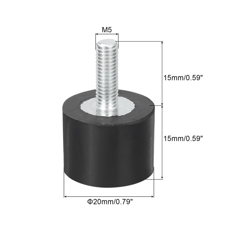sourcing map M5 Thread Rubber Mounts, Vibration Isolators, Cylindrical Shock
