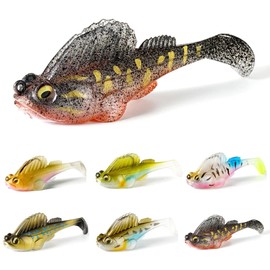 Set of 6 Fishing Lures, Rubber Fish, Artificial Bait, Rubber Bait Set, Soft Fishing Lures for Perch with Hooks, Fishing, Trout, Zander & Perch Bait, Jig Heads for Men