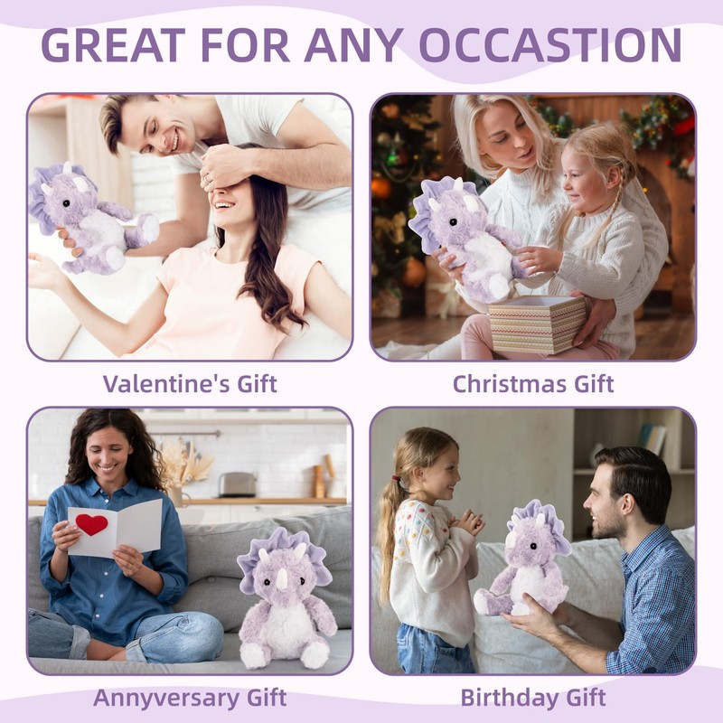 VANLINNY NEW Purple Dinosaur Stuffed Animals for Girls, Cuddly Huggable
