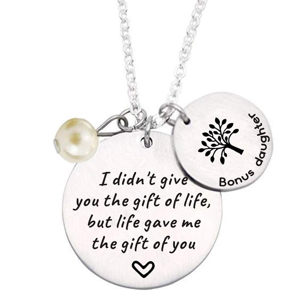 Stepdaughter Gift - I Didn't Give You the Gift of Life But Life Gave Me the Gift of You - Family Tree Pendant Necklace Step Daughter Gifts from Stepmom or Stepdad
