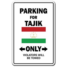 Parking for Tajik ONLY Decal Tajikistan Flag National Pride Love | Indoor/Outdoor | 9" Tall