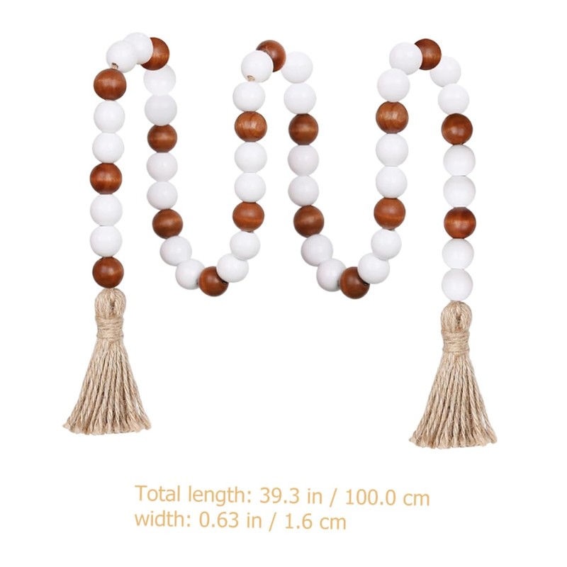 GLEAVI Farmhouse Beads Garland with Tassel Decorative Bead String Hanging