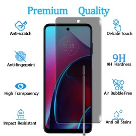 KELOLIN [2 Pack] Privacy Screen Protector for Motorola Moto G Stylus 5G 2022, 9H Hardness, Anti-Scratch, Anti Spy, Tempered Glass Screen Protector for Motorola Moto G Stylus 5G 2022
