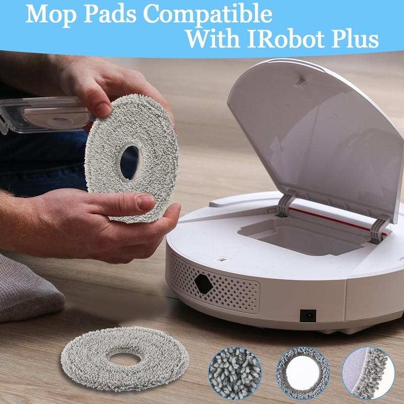 LemonRoad 4 Pack Microfiber Replacement Mop Pads Compatible with iRobot