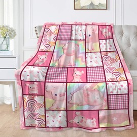 Pink Pig Blanket Pig Gifts for Pig Lovers Women Girls Lightweight Soft Flannel Throw Blankets for Couch Bed Sofa Cute Decor Small-Kid (50×40inches)