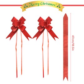 Dohia Pull Bows, Red Gift Bow Ribbon, Ribbon Pull Bows for Gift Wrapping, Bows for Christmas Wedding Birthday Party Decoration H6-MSHDJLH (Red)