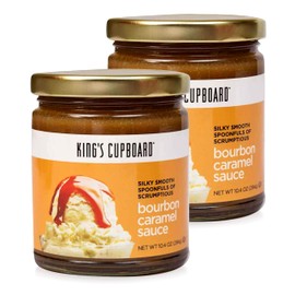 King's Cupboard Bourbon Caramel Sauce - The Perfect Sauce for Ice Cream, Fruit Dip, Topping Desserts, Caramel Drizzle for Coffee - Gluten-Free, Kosher, All Natural Ingredients, Made in USA 10.4 oz - Pack 2