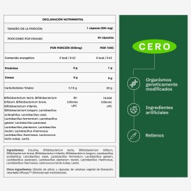 Probióticos 60 Billones Ufc 15 Cepas | 30 Cápsulas | Flora01 Sabor Sin sabor