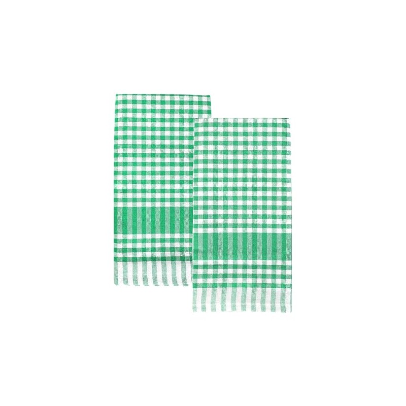 Talking Tables 2 x Green Gingham Kitchen Tea Towels Textile