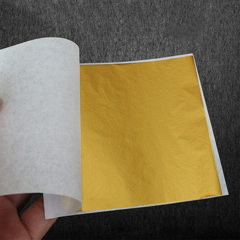 100Pcs Gilding Gold Silver Leaf Sheet Book Foil Paper Decorating