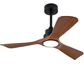 XBIBI 42 Inch Ceiling Fans with Lights and Remote, Walnut Color Modern Ceiling Fan, Quiet DC Motor Indoor Outdoor Ceiling Fan with Light for Patio Bedroom Living Room Gazebo Office(Not Solid Wood)