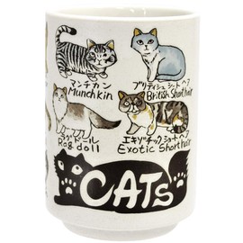 Ijinsha YAMATO 50370 Sushi Tea Cup Mino Ware 9.5 fl oz (280 ml) Cat