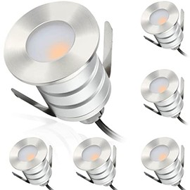 Gardencoin Outdoor Low Voltage Landscape Lights 3W Recessed LED Deck Stair Step Pool Lighting Ultra Waterproof 12V Solid Metal In Ground Well Lights for Paver Driveway (5000K 6pack)