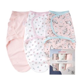 insular Swaddle Blanket, Baby Swaddle Wrap for Newborn and Infant, Adjustable Swaddle Set for Boy and Girl, Soft Cotton Baby Sleep Sack 3 Pack Small(0-3 Month), Horse