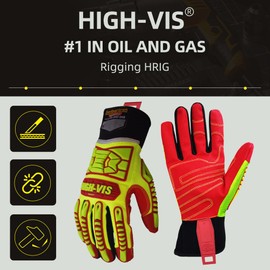 Seibertron HIGH-VIS HRIG Anti Impact Work Gloves Hi-Vis Oil and Gas Water Resistant Safety Heavy Duty Utility Mechanic Rigger Glove CE EN388 4132 M With 1 Black Glove Clip