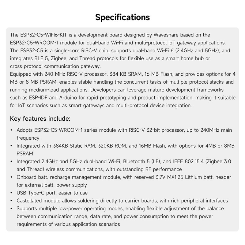 KLAYERS ESP32-C5-Dual-Band Wi-Fi 6 IoT Gateway Dev Board with RISC-V