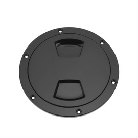 Briny River 1 x black 5 inch boat inspection hatch cover, round deck hatch cap with removable cover plate, pre-drilled holes for marine boat, yacht, motorhome