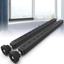 WooFog Adjustable Window Security Bars Vertical, Heavy Duty Sliding Patio Glass Door Lock Bar with Rubber Feet, 17-32 inch Window Safety Stopper for Up and Down Windows -Black 2 PCS Patented
