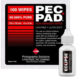 Photographic Solutions ECLIPSE 0.5 oz OPTIC CLEANING FLUID & 100 PACK OF 4x4 INCH PEC PADS- PHOTOSOL