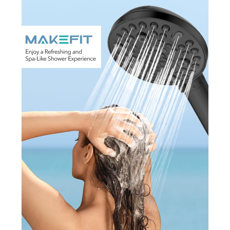 MakeFit Handheld Shower Head with Filter Matte Black - High