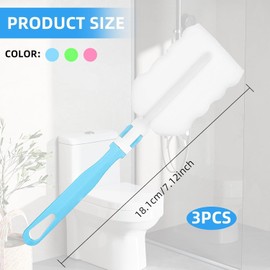 3PCS Sponge Bottle Brush, Cup Sponge Cleaning Brush for Dishes, Glass Sponge Cleaner with Handle, Bottle Brushes for Baby Bottle Dishwashing Kitchen Clean Glasses(Blue, Green, Pink)