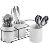 Bekith 3-Piece Ceramic Silverware Caddy with Metal Rack, Utensil Holder