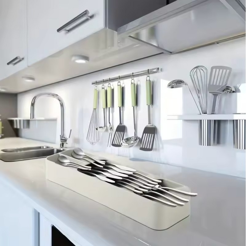 Multi-purpose Cutlery Storage Tray – Kitchen Drawer Compartmentalized Organizer Box