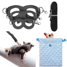 Fejapa 3+1 Sugar Gliders Harness Leash Set with Carrier Carry Carrying Bag Pounch Training Walking Gear Traction Rope Strap Small Animal Leash for Hamster Lizards Dragon Squirrels Rats