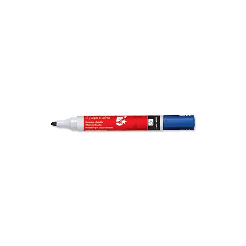 5Star Blue Dry Wipe Whiteboard Marker Pen for Whiteboards, Flipcharts,